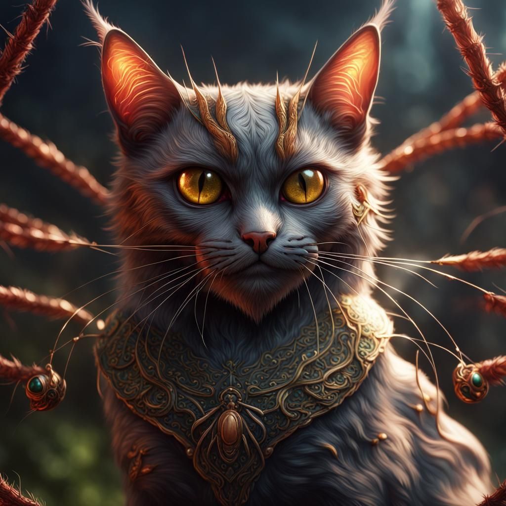 Spider-Eyed Cat: Detailed Matte Painting