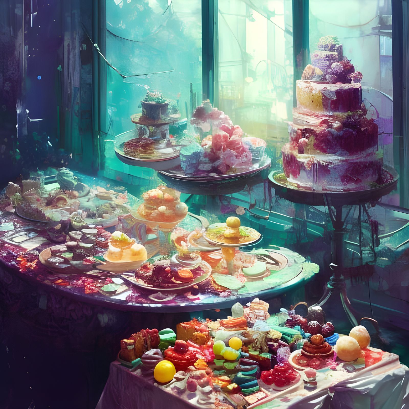 Romantic Table with Cakes and Sweets