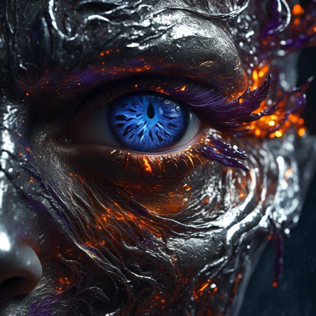 Molten Metal Abomination Stare in Dark Fantasy Style