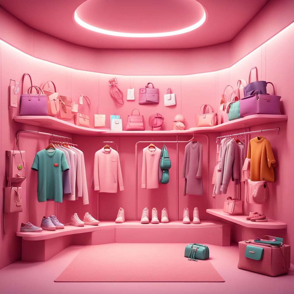 Light Pink Dressing Room in Pixar Style