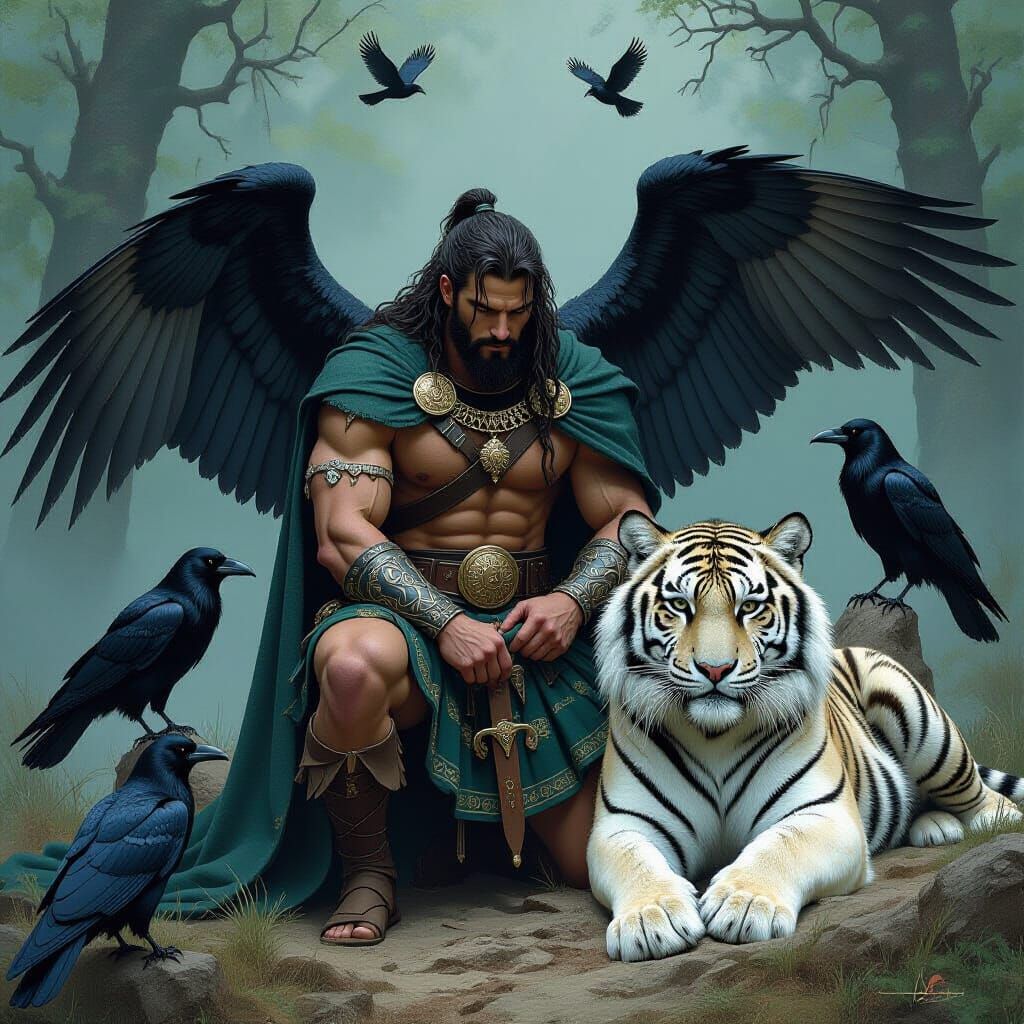 Celtic Warrior Submits in Peace with Tiger and Ravens