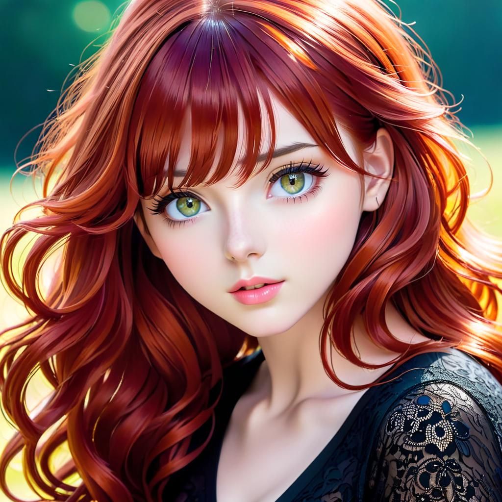 Portrait of a Beautiful Woman with Red Hair