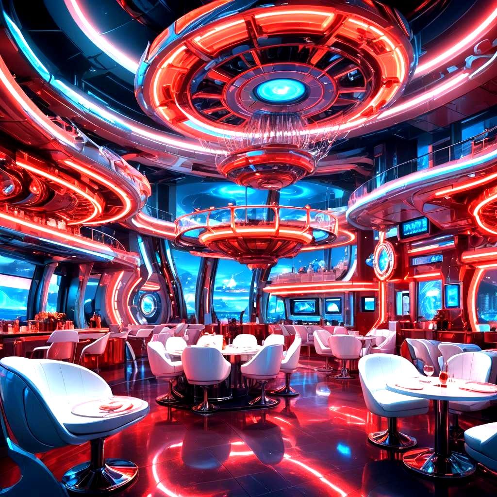 Futuristic Restaurant Interior with Dynamic Lighting