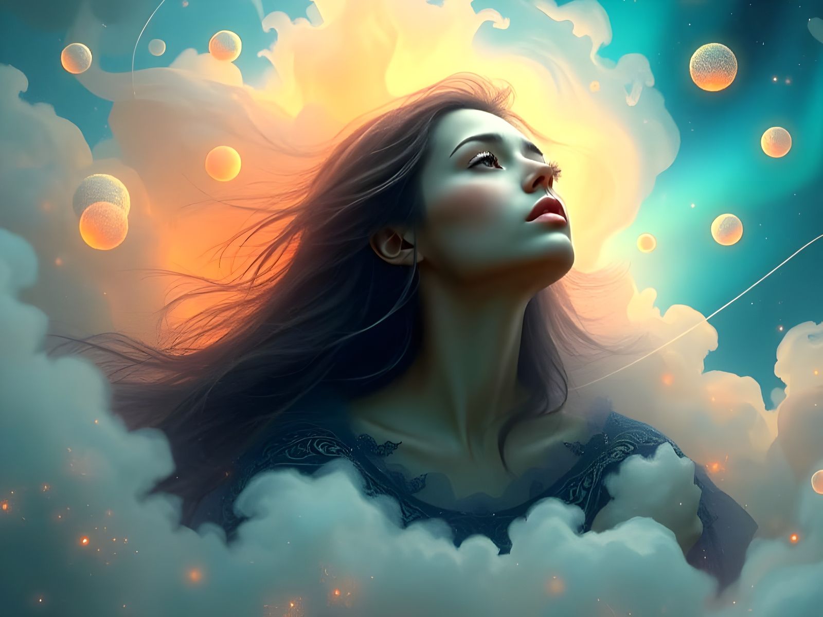 Surreal Scene of Radiant Light Illuminating a Dreamy Landsca...