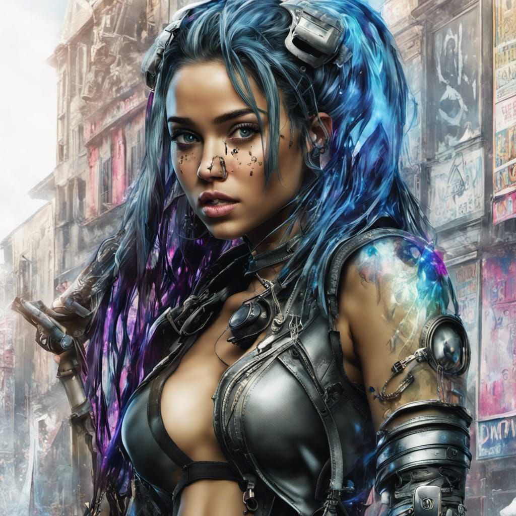 Cyberpunk Popstar Portrait in Hyperrealistic Style