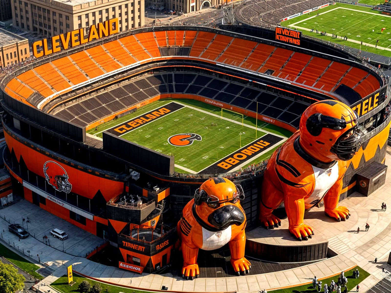 Futuristic Cleveland Browns Stadium in "The Dog Pound"
