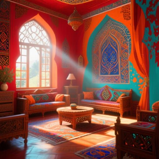 Stunning Turkish Living Room With Colorful Furniture