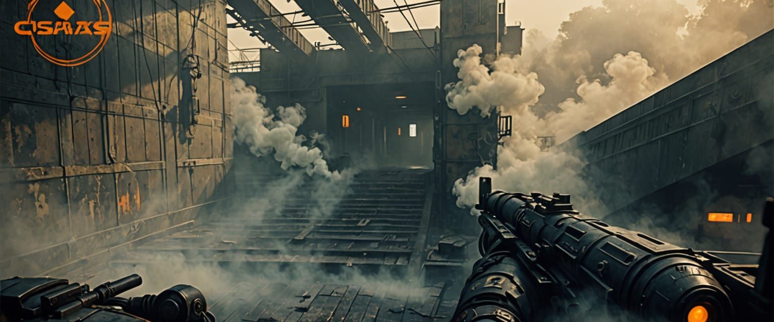 Gritty First-Person Smoky Room, Inspired by CS2 Aesthetic