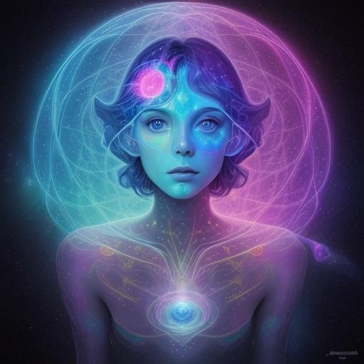 Cosmic Astral Intelligence: Holographic Mixed Media Art