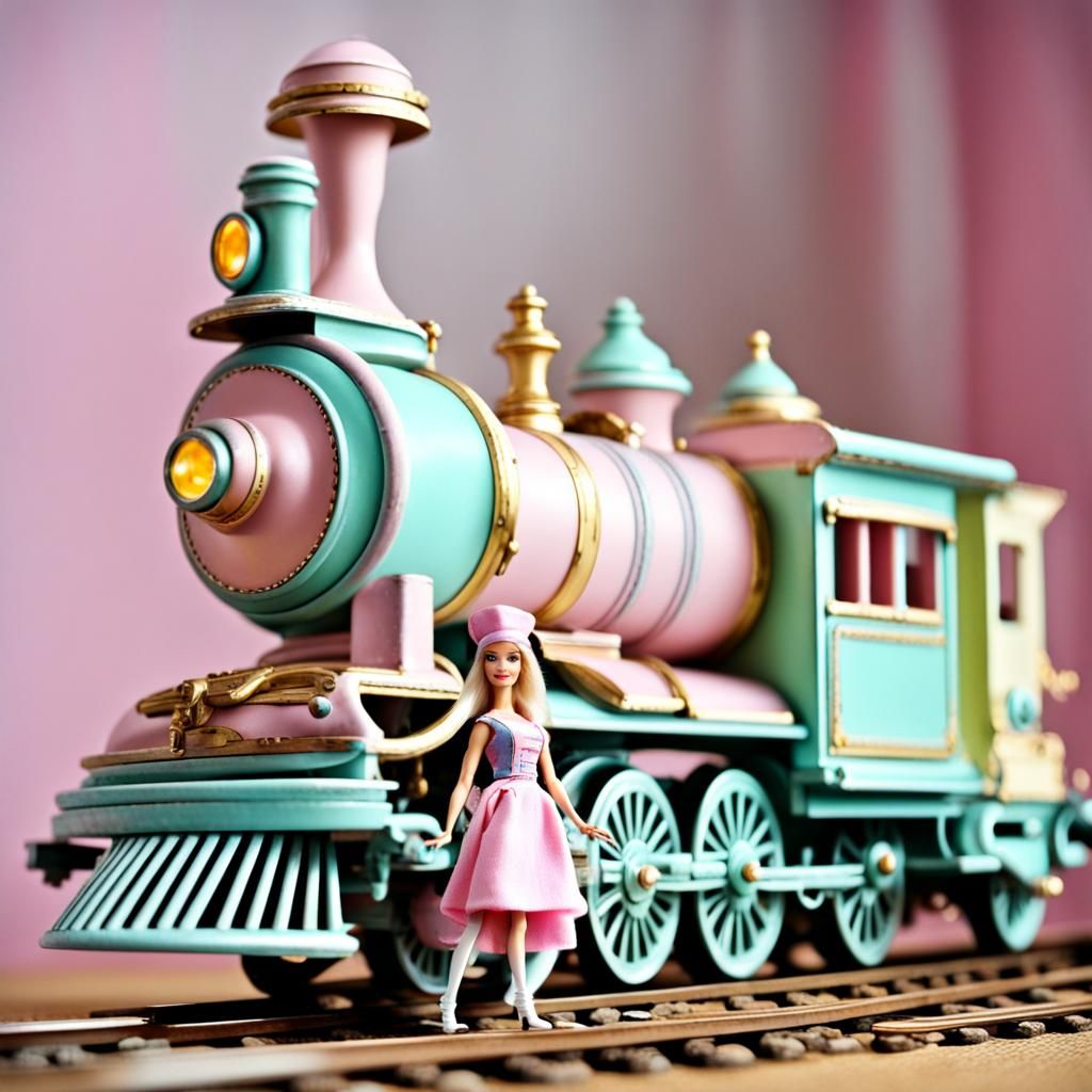 Pastel Steampunk Train for a Toy Collection