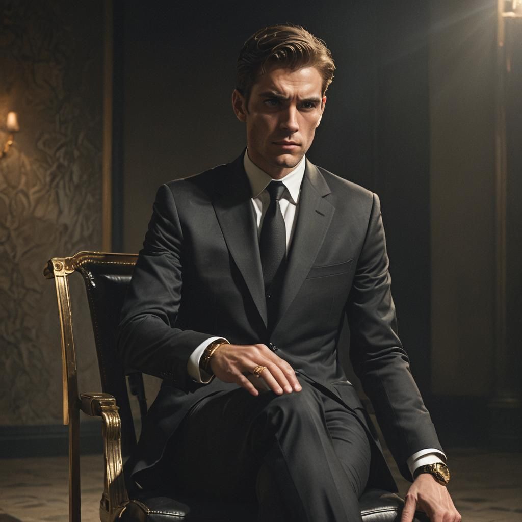 Man in Black Suit: Cinematic Film Still