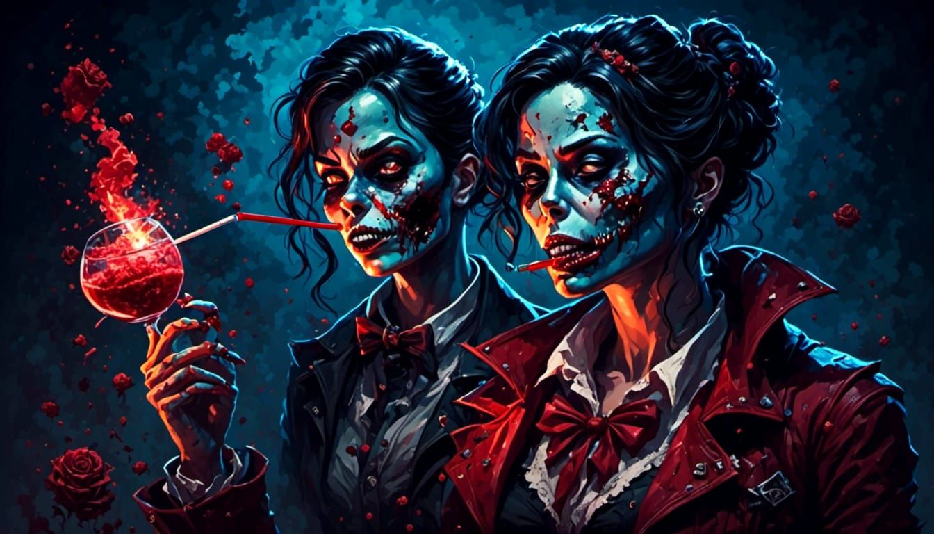 Zombie Snorting Powder in Retro Pixel Art Style