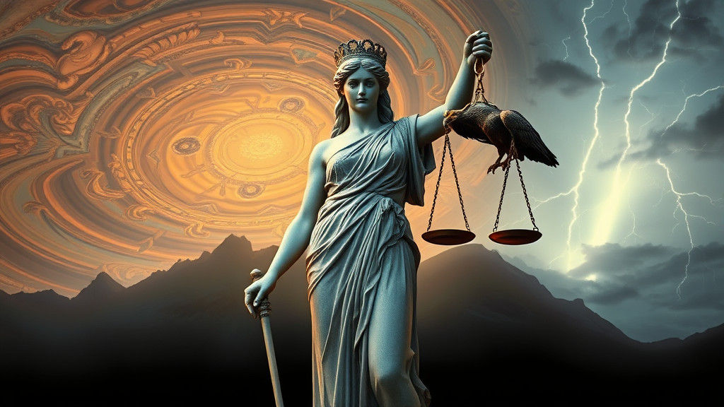 Athena Statue with Vultures in Surreal Landscape