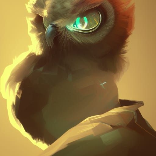 Owl David Bowie Portrait in Art Nouveau Style