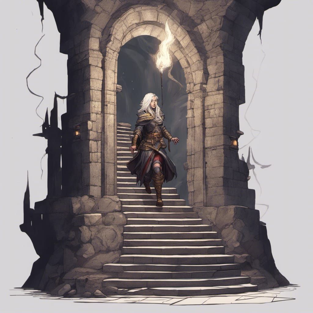 Fantasy Characters Exploring God's Tower