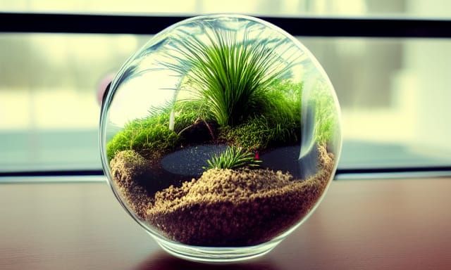Terrarium in Glass Jar Floats in Orbit