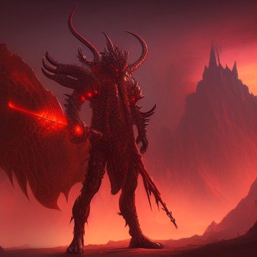 Detailed Demon Warrior in Matte Painting Style