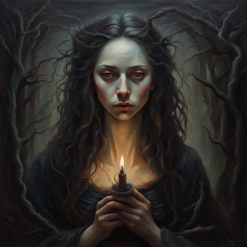 Romantic Witchcraft in Oil on Canvas