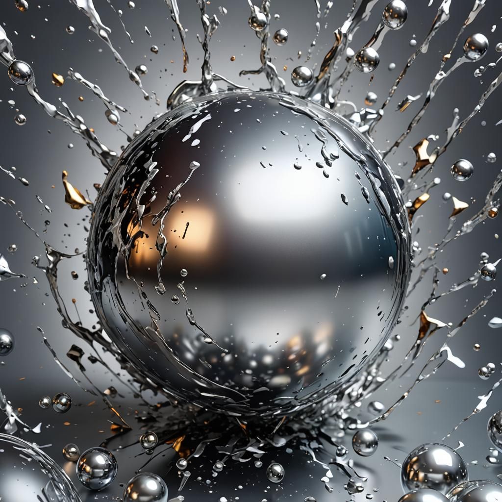 Intricate Silver Sphere on Colorful Background