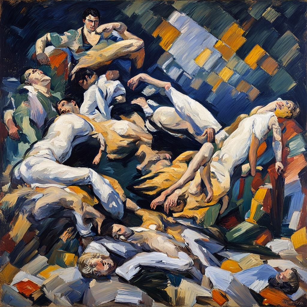 Macho Man Reclining: An Expressionist Oil Painting
