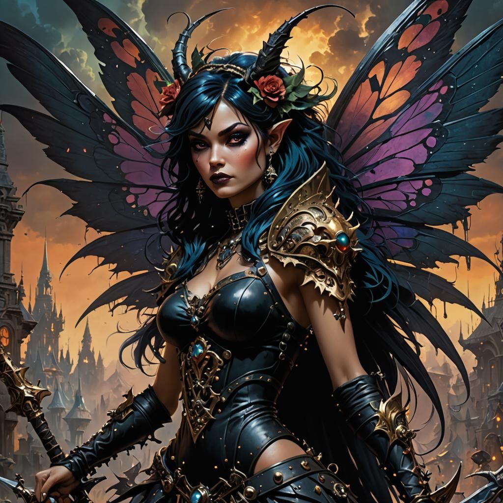 Gothic Punk Fairy in Maximalist Detail