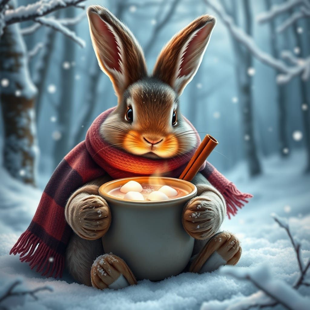 Cozy Winter Wonderland Scene in Classic Fantasy Art Style