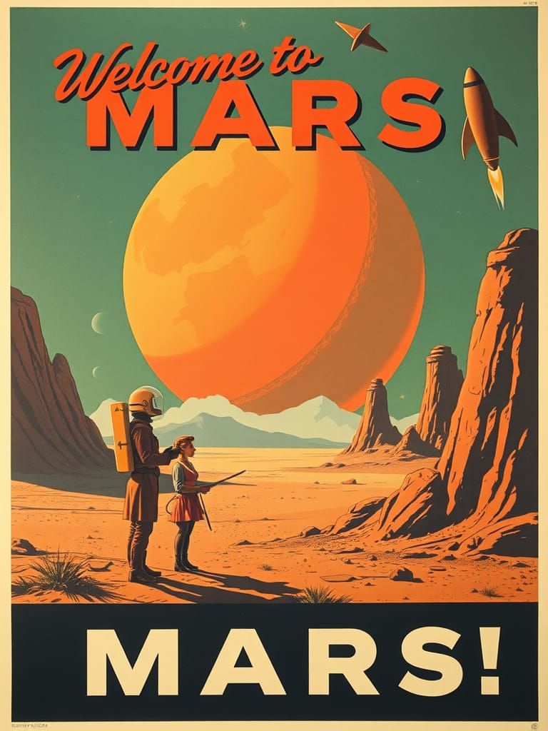 Vintage Travel Poster: Welcome to Mars!