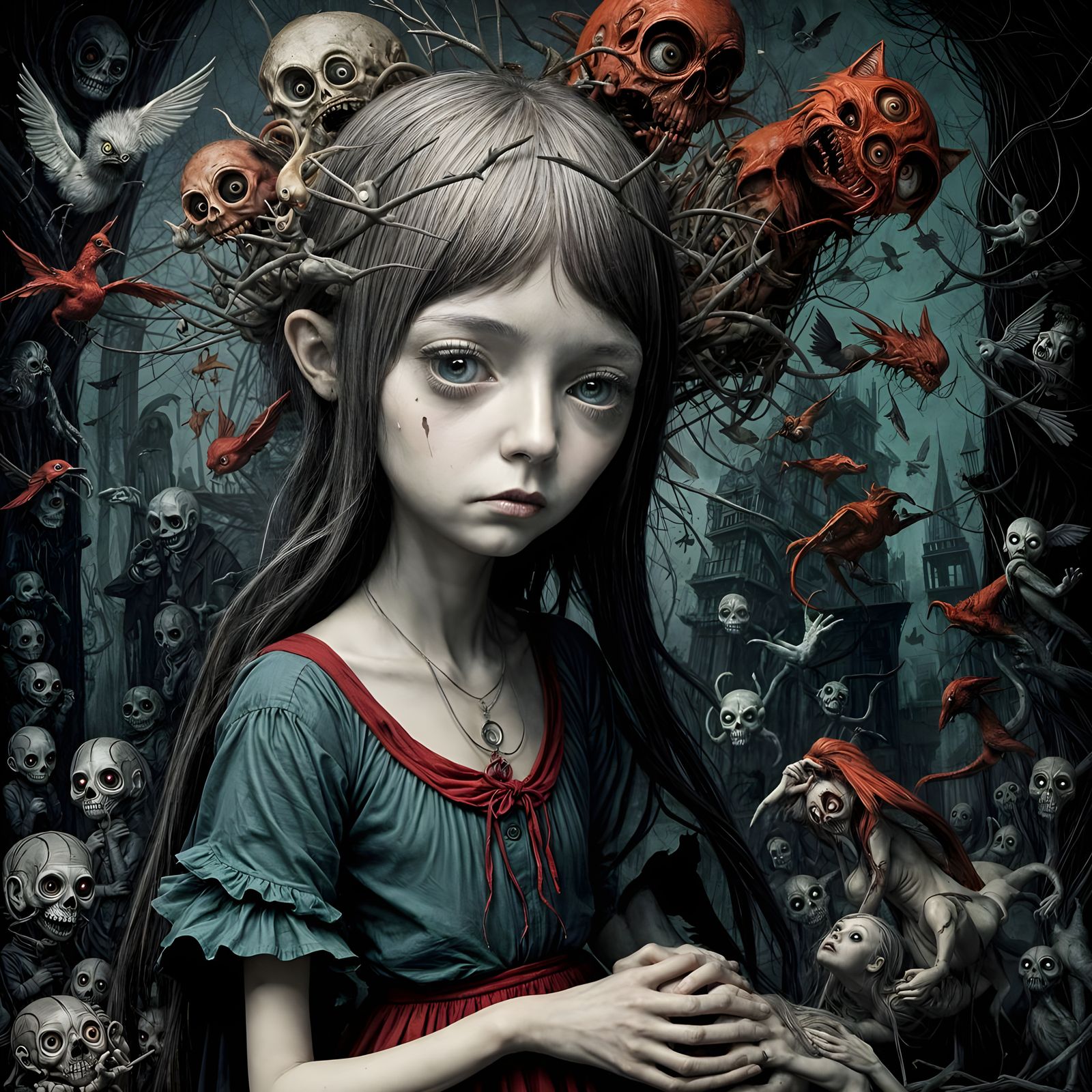 Cute Horror Surrealism in Graphic Novel Style
