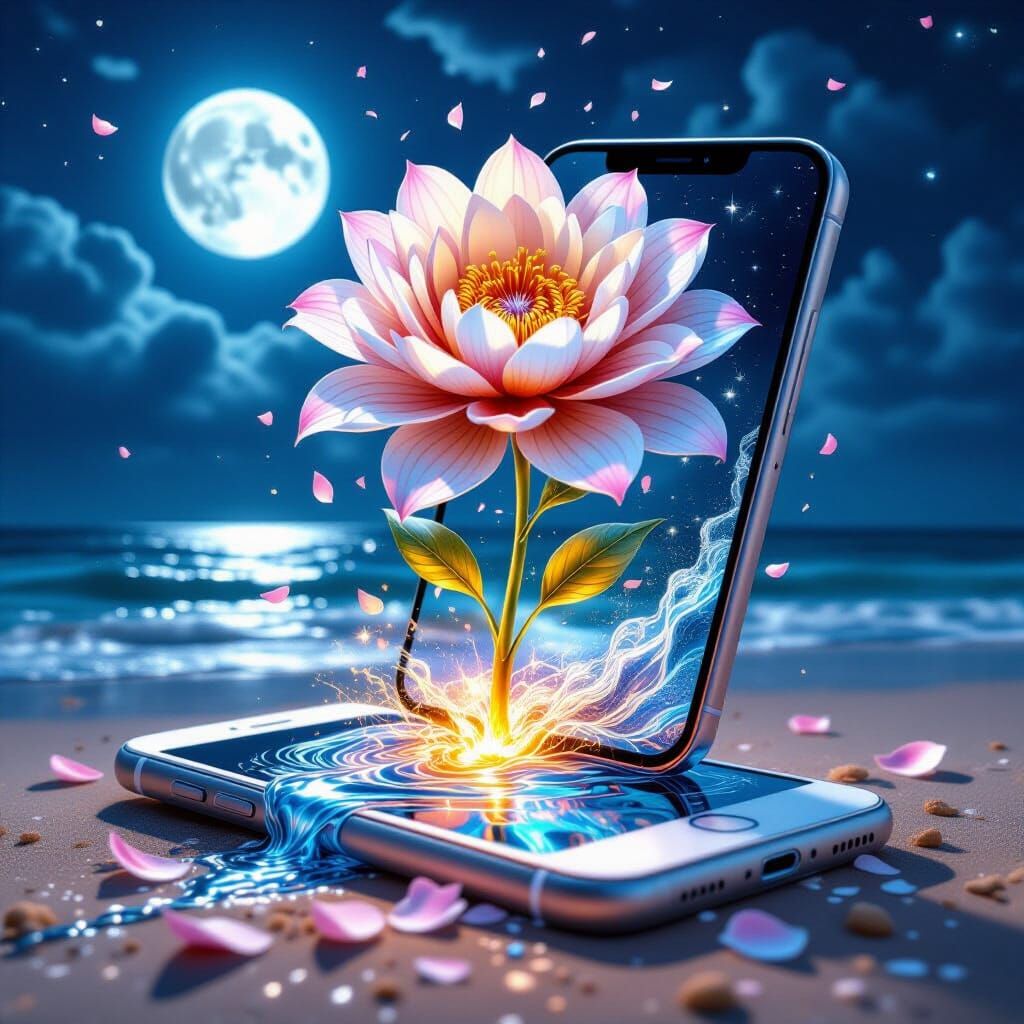 Magical Flower Sprouts From Broken Phone