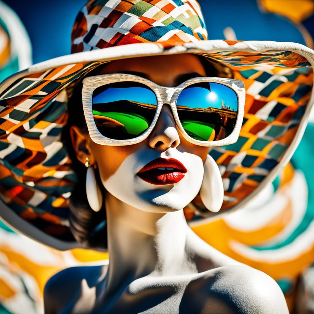 Vibrant Surrealist Portrait of a Woman in a Whimsical White ...