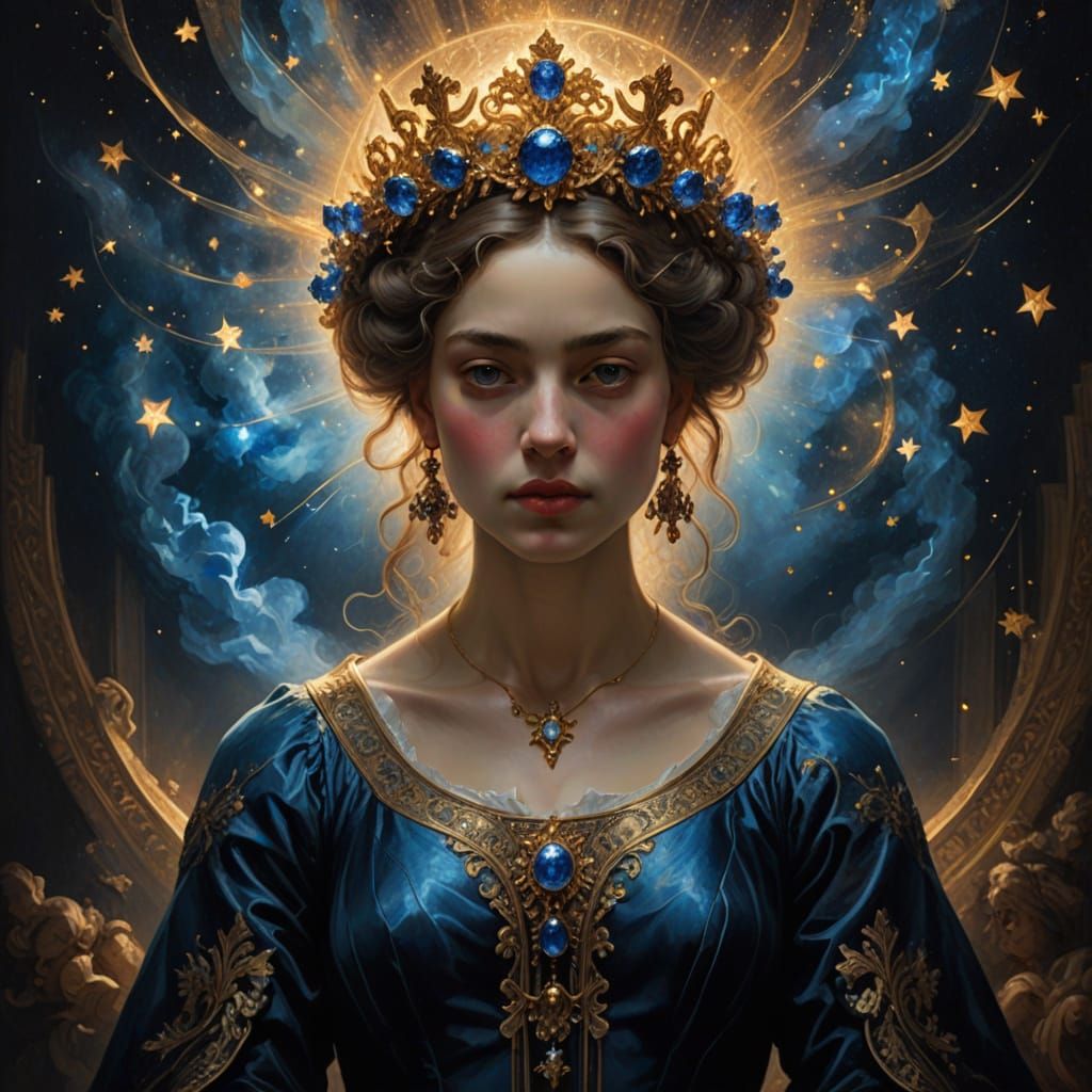 Queen of the Astral Realm in Ethereal Renaissance Glory
