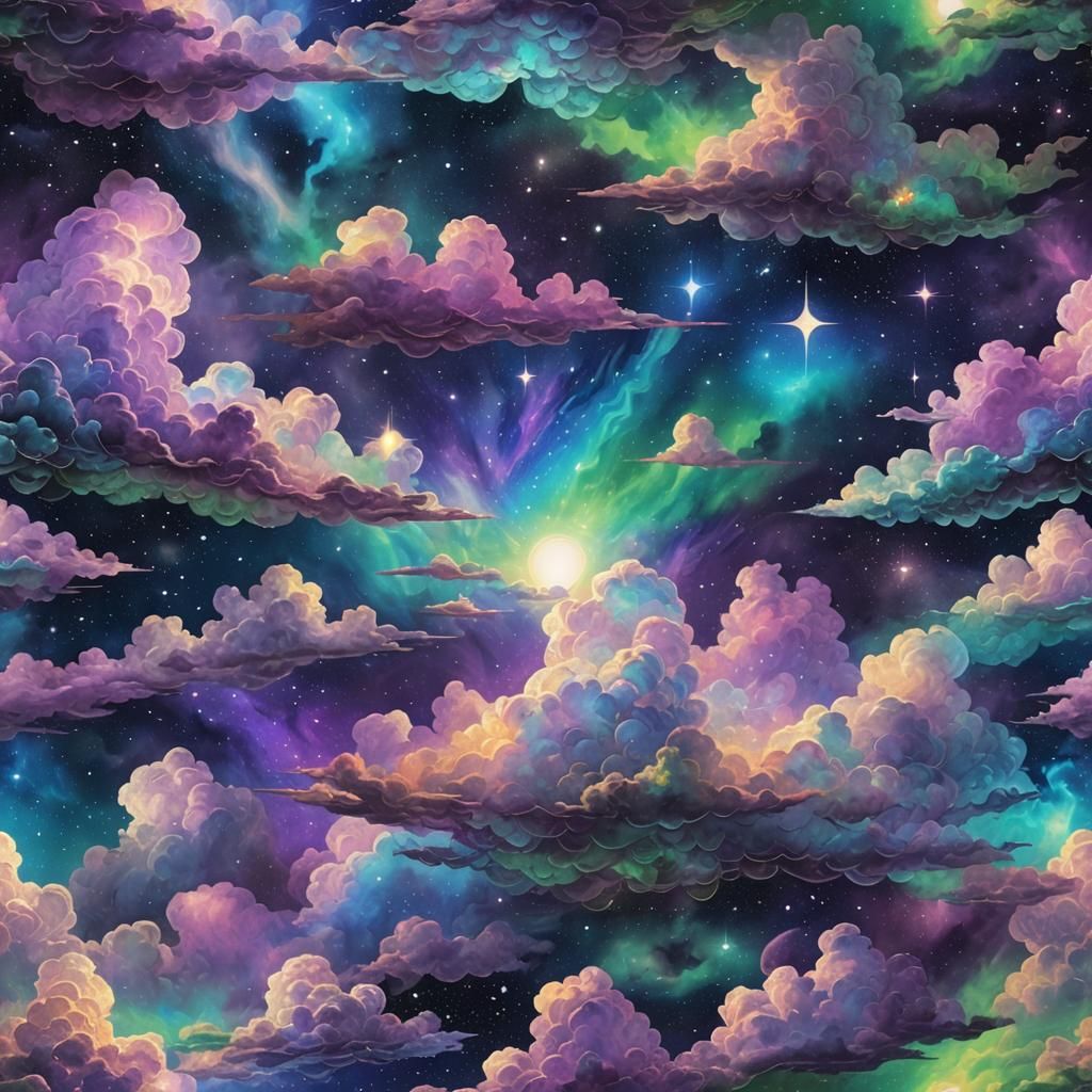 Cosmic Starlight: Holographic Astral Illustration
