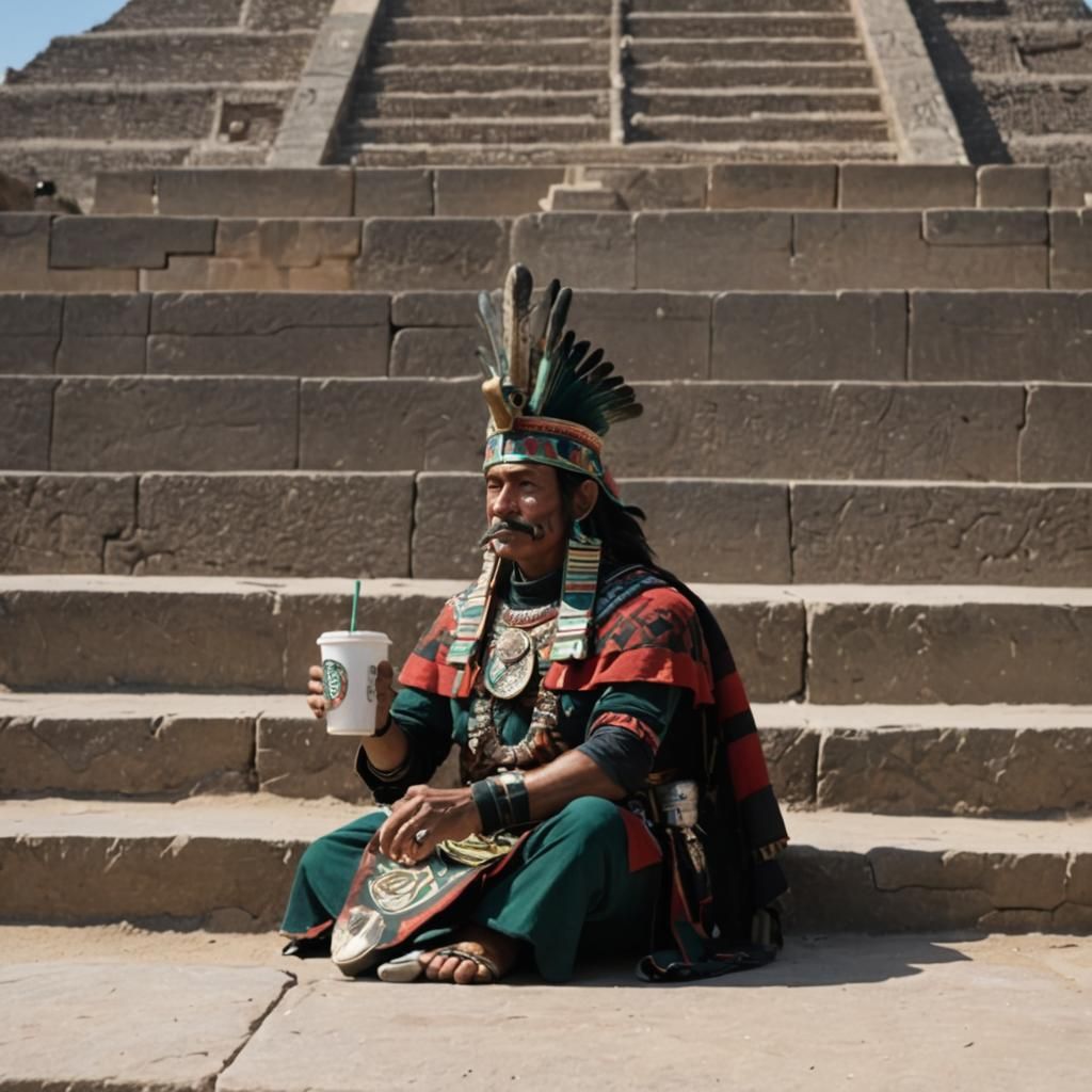 Montezuma's Modern Break: Coffee at Aztec Pyramid