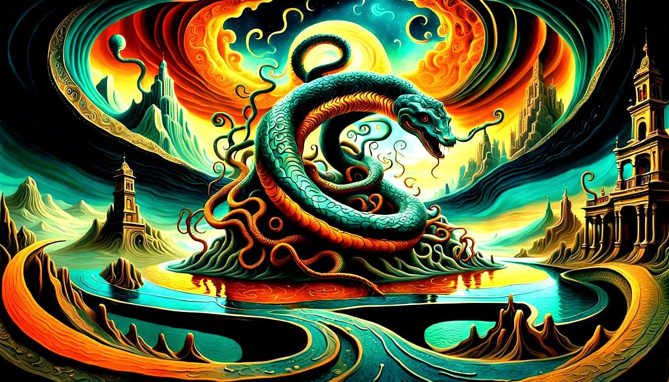 Surreal Melting Clocks Landscape in Salvador Dali Style