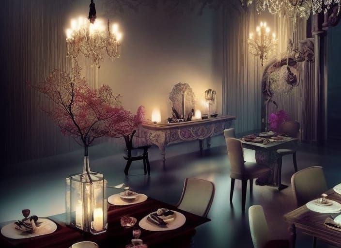 Elegant Mysterious Dining Room Interior