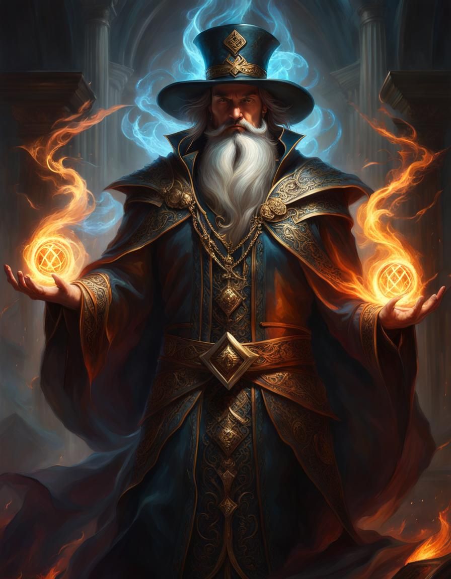 Elegant Sorcerer with Magical Power and Glowing Aura