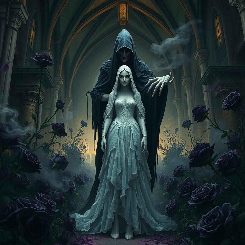 Ethereal Dark Fantasy Art of the Ashen Bride