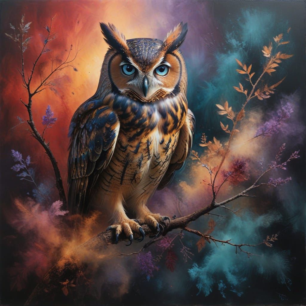 Mystical Owl in Vibrant Colors