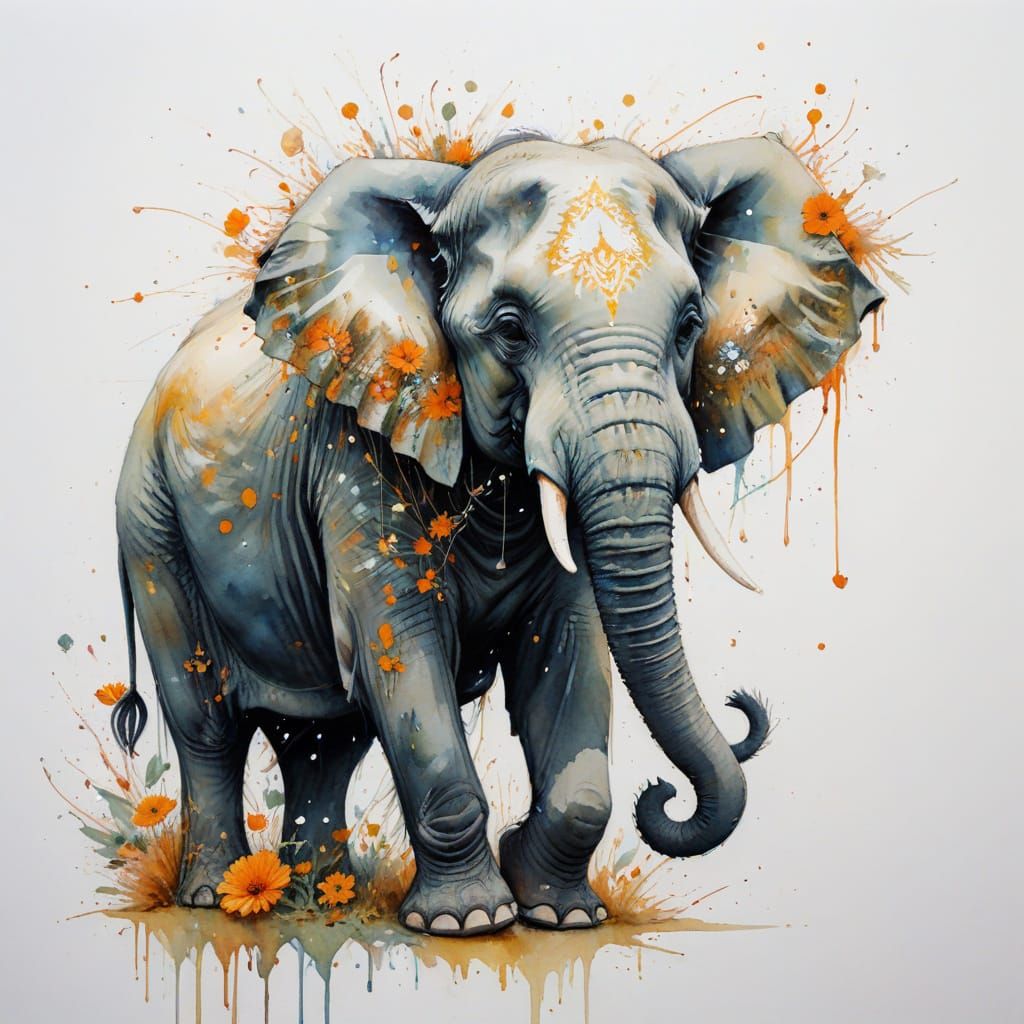 Majestic Indian Palace in Vibrant Watercolour Garden