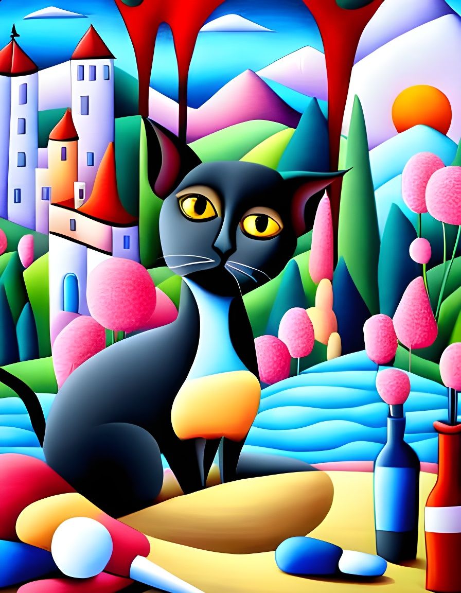 Happy Patchwork Dobby in Naive Acrylic Art