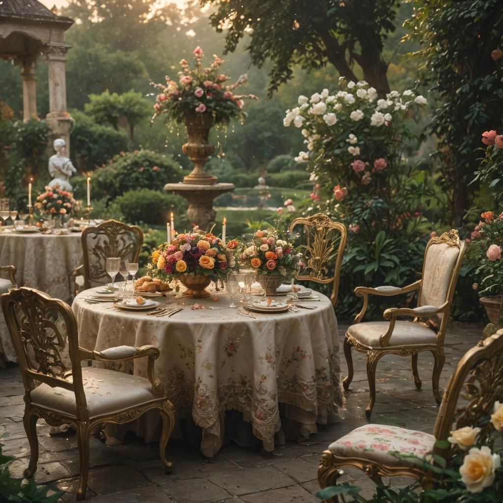 Renaissance Garden Party in Golden Light