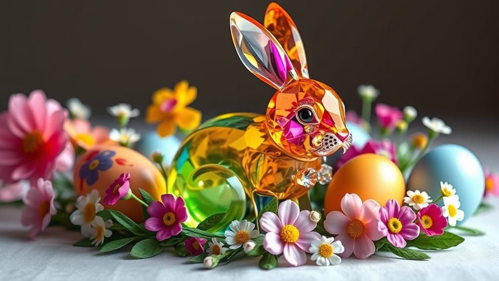 Whimsical Easter Bunny Conceals Eggs Amidst Vibrant Blooms
