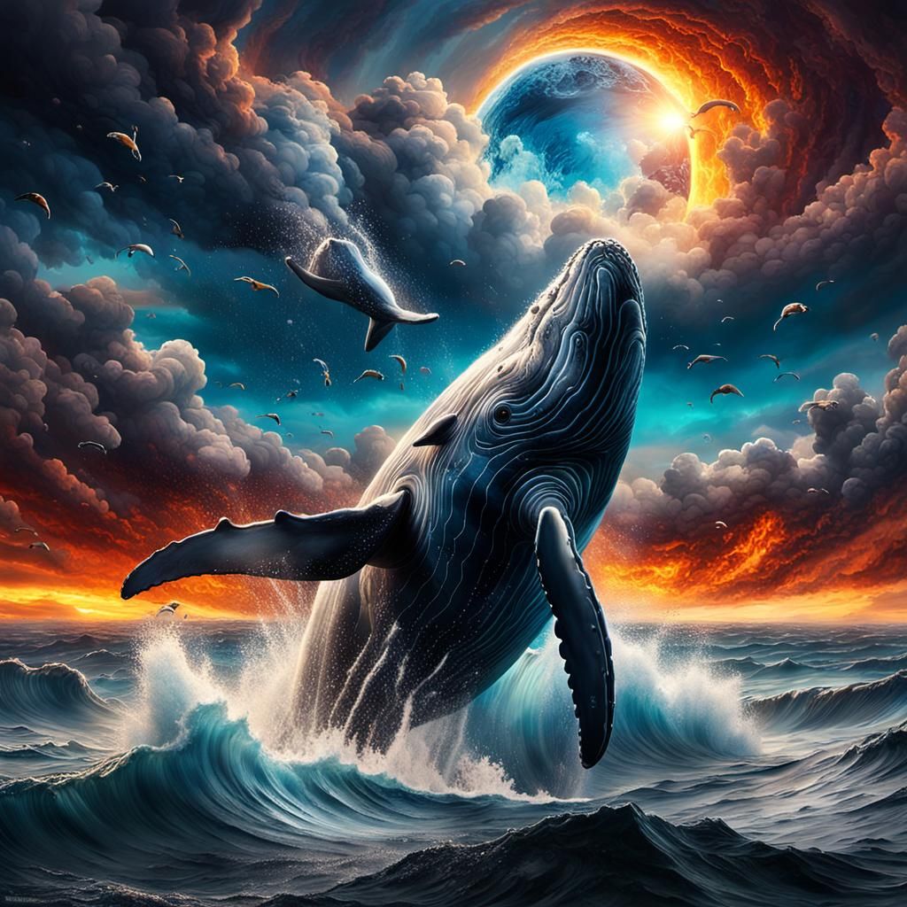 Whale Breaching in Stormy Ocean: Cinematic Masterpiece