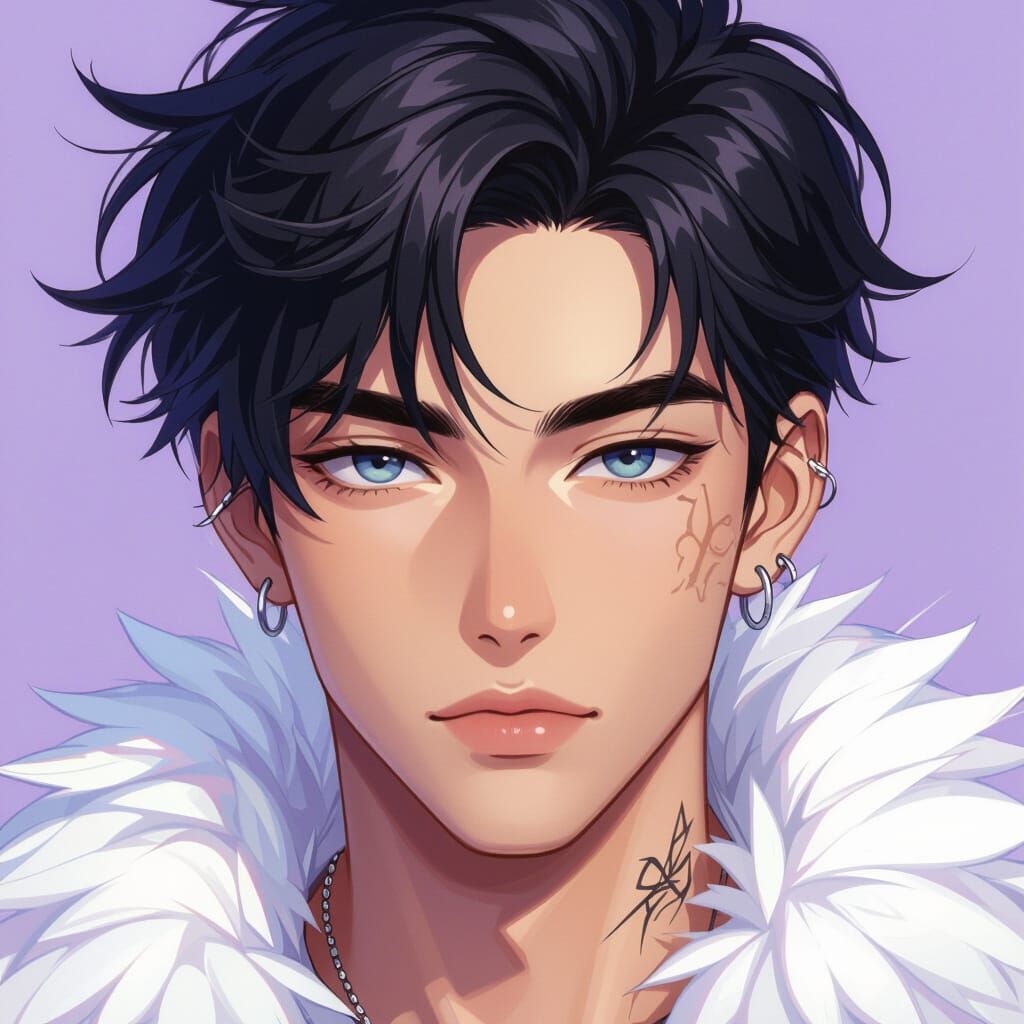 Anime Style Portrait of a Handsome Young Man