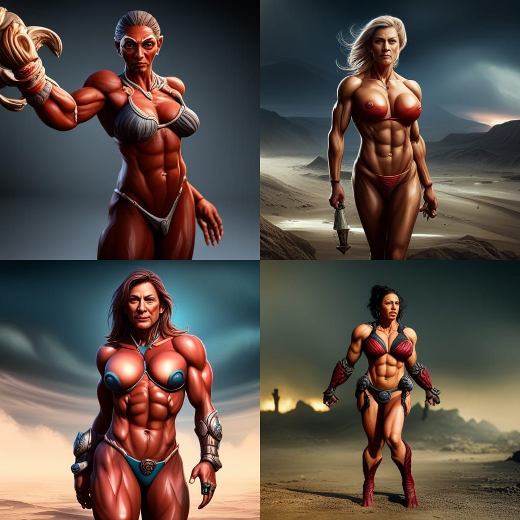 Detailed Matte Painting of a Muscular Woman