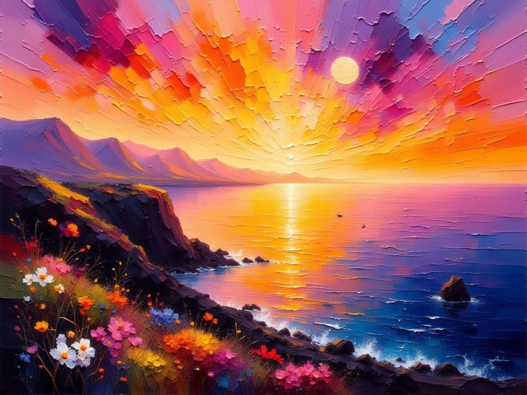 Madeira Island Sunset Over Mediterranean Sea