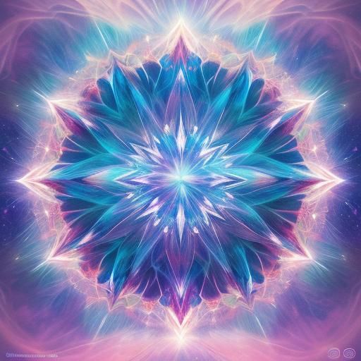 Radiant Crystal Cluster in Holographic Astral Style