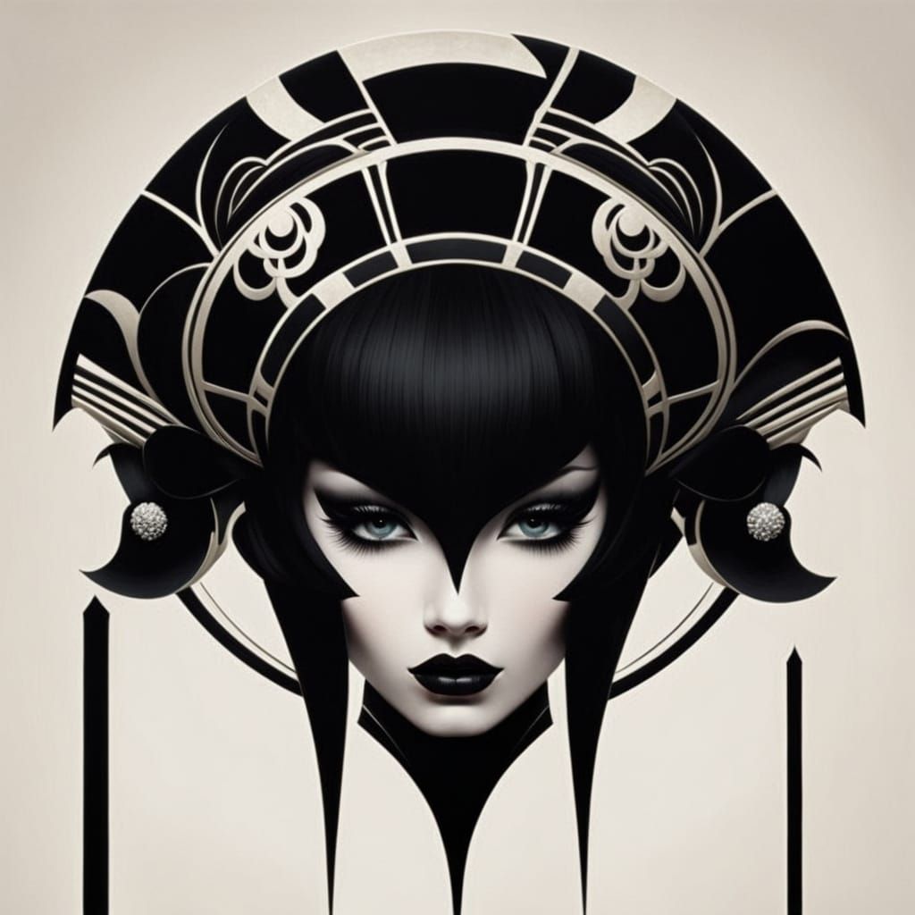 Retro Futuristic Black Lotus Calligraphy in Pop Art Deco Sty...