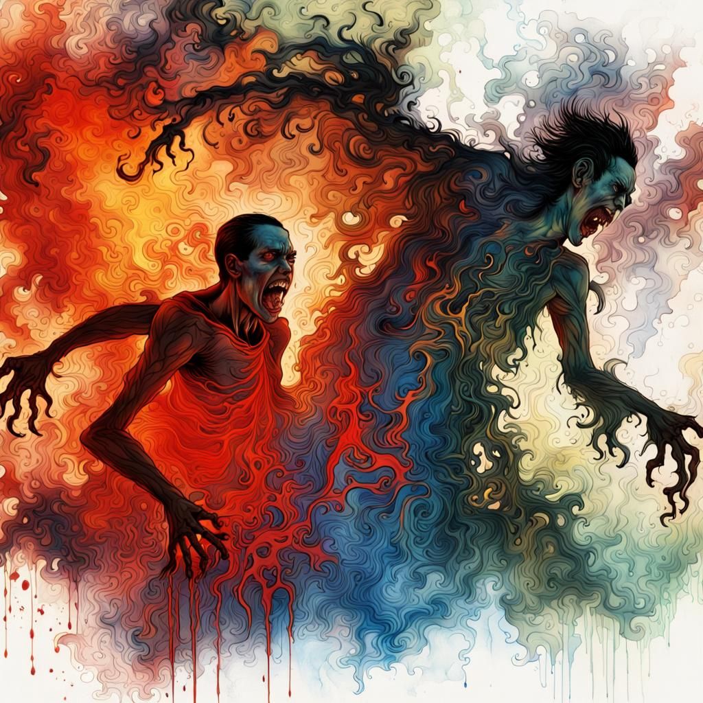 Ghostly Shadow Vampire in Liquid Ink Style