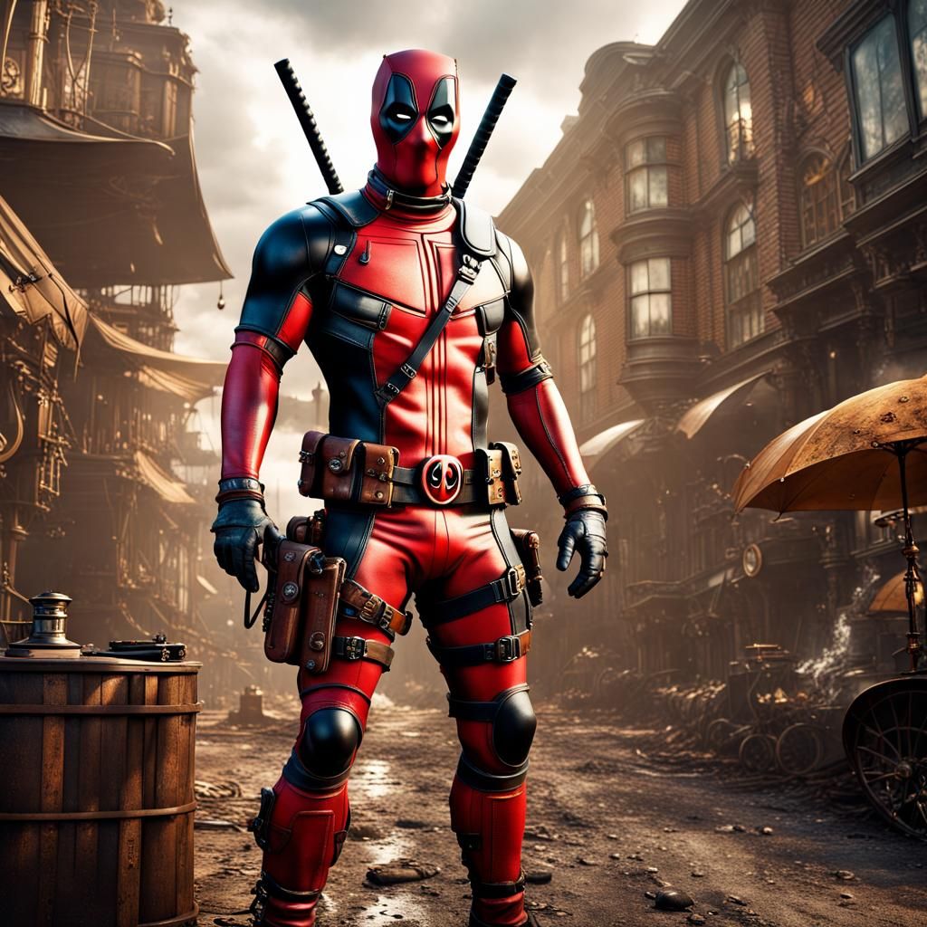 Steampunk Deadpool Detailed Matte Painting